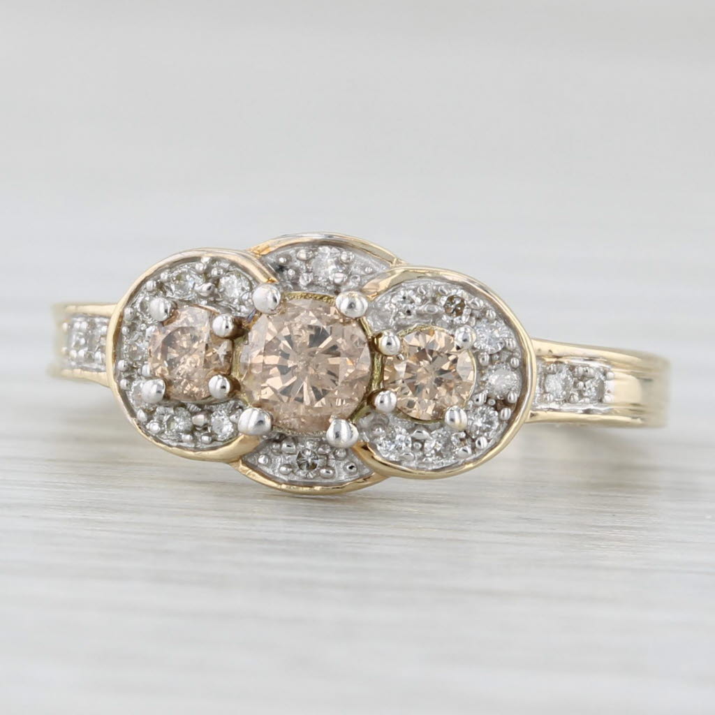 Light Gray 0.62ctw Champagne Diamond Engagement Ring 14k Yellow Gold Size 4
