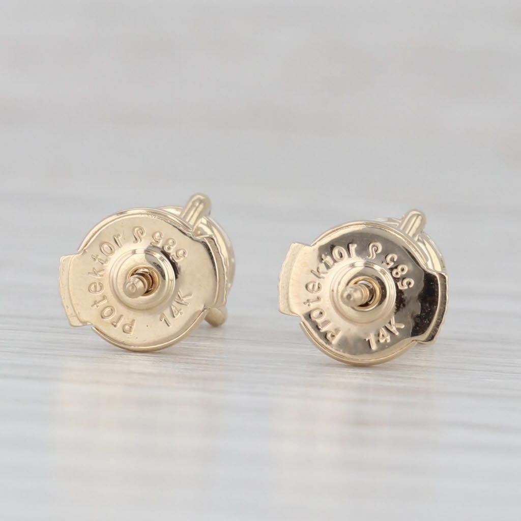 Light Gray 0.99ctw Round Diamond Solitaire Stud Earrings 14k Yellow Gold GIA