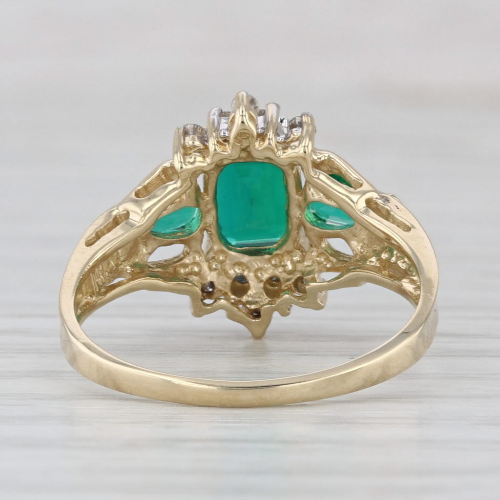 1.35ctw Lab Created Emerald Diamond Ring 14k Yellow Gold Size 7