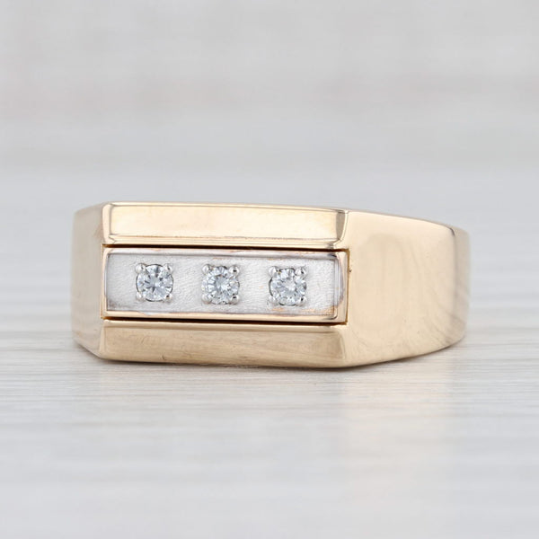 Light Gray 0.10ctw Diamond 3-Stone Ring 14k Yellow Gold Size 12.25 Men's