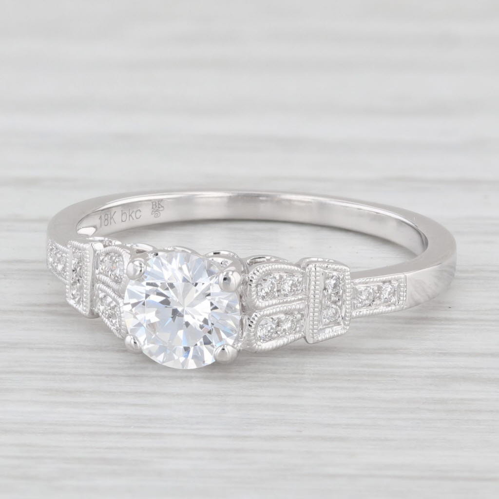 Light Gray New Round Semi Mount Engagement Ring Diamond 18k Gold Size 6 Beverley K