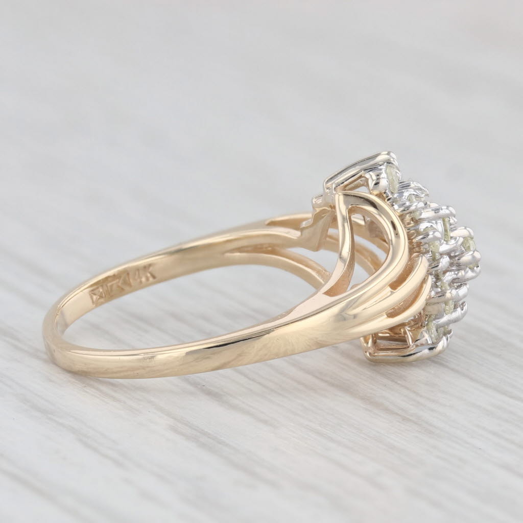 Light Gray 0.30ctw Diamond Cluster Bypass Ring 14k Yellow Gold Size 6.5