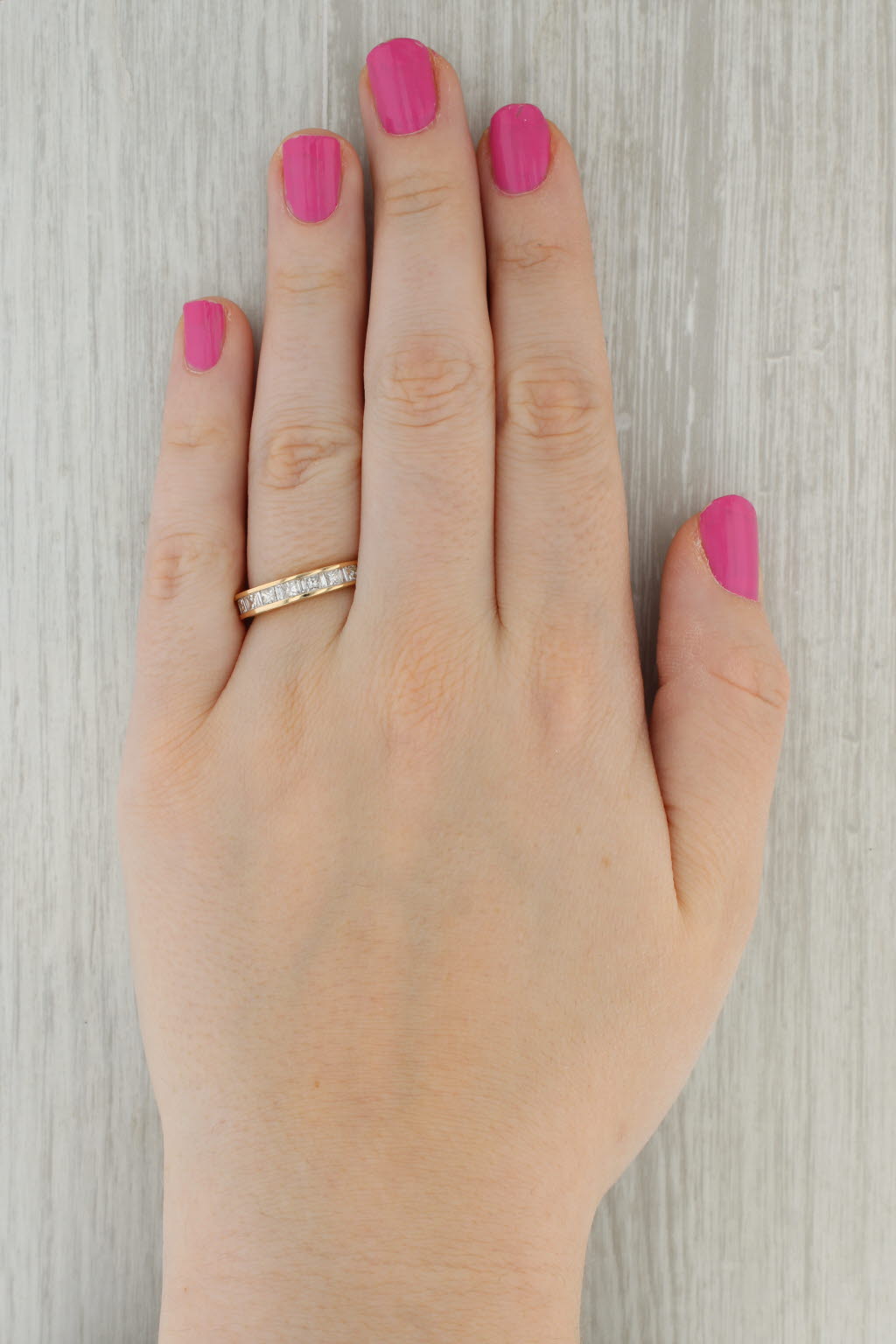 Tan 1.05ctw Channel Set Diamond Wedding Band 14k Yellow Gold Size 8.75 Stackable