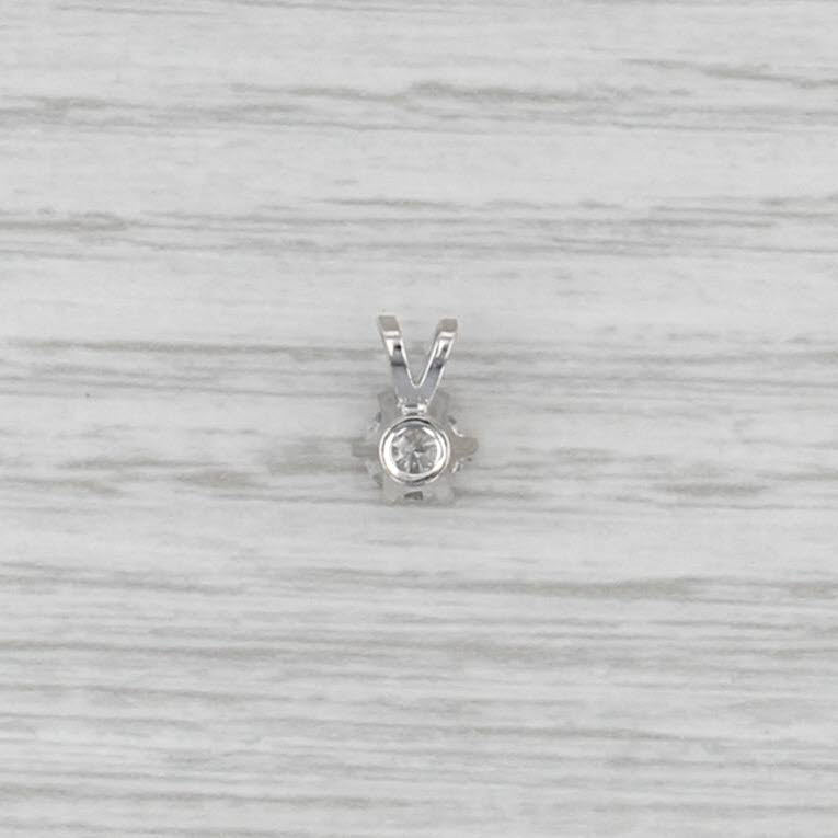 New 0.49ct Diamond Solitaire Pendant 14k White Gold 6 Prong Small Round Drop