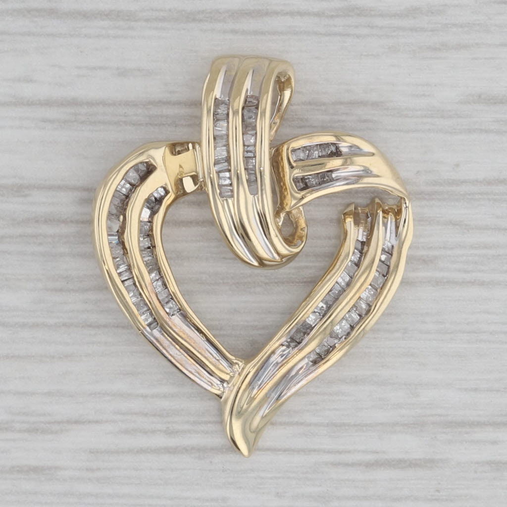 Gray 0.24ctw Diamond Open Heart Pendant 10k Yellow Gold
