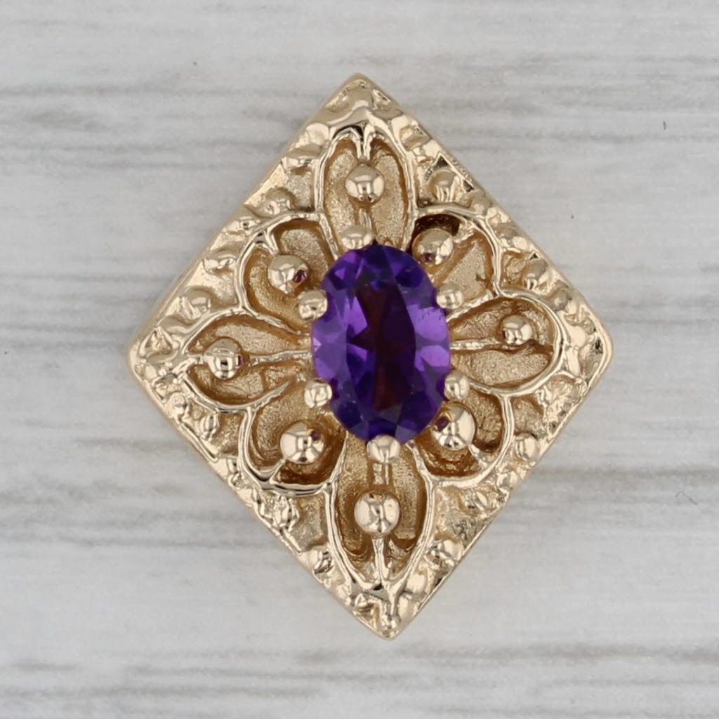 Gray 0.45ct Amethyst Flower Slide Bracelet Charm 14k Yellow Gold Richard Klein