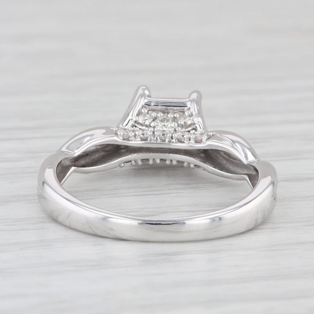 Light Gray 0.94 ctw Princess Cut Diamond Engagement Solitaire Ring 14K White Gold Size 7