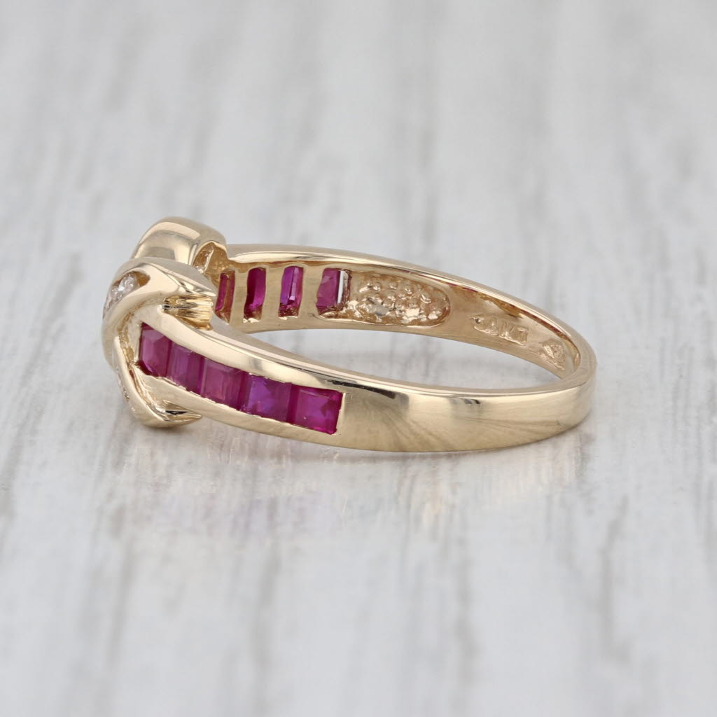 1ctw Ruby Diamond X Ring 14k Yellow Gold Size 6.75