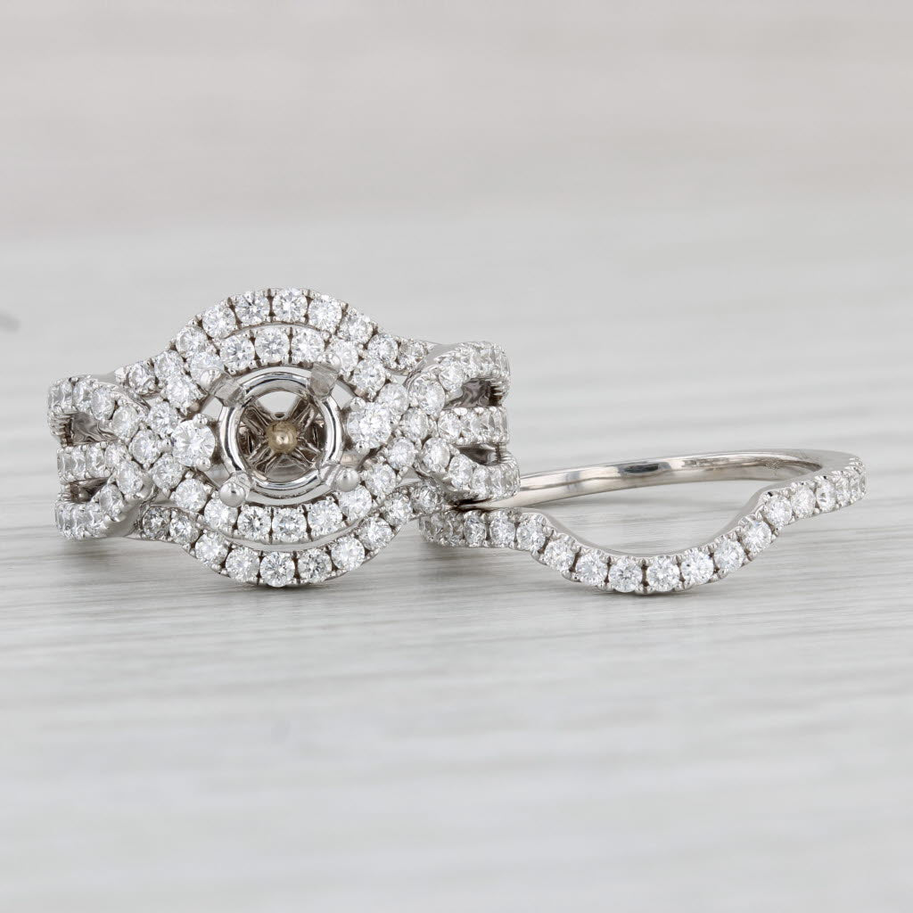 Light Gray 1.70ctw Semi Mount Engagement Ring Wedding Band Bridal Set 14k Gold Size 6.5