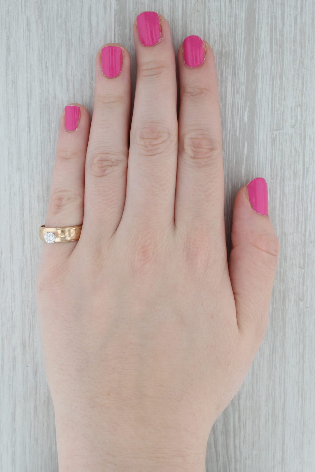 Gray 0.33ct Round Solitaire Diamond Engagement Ring 14k Yellow Gold Size 8