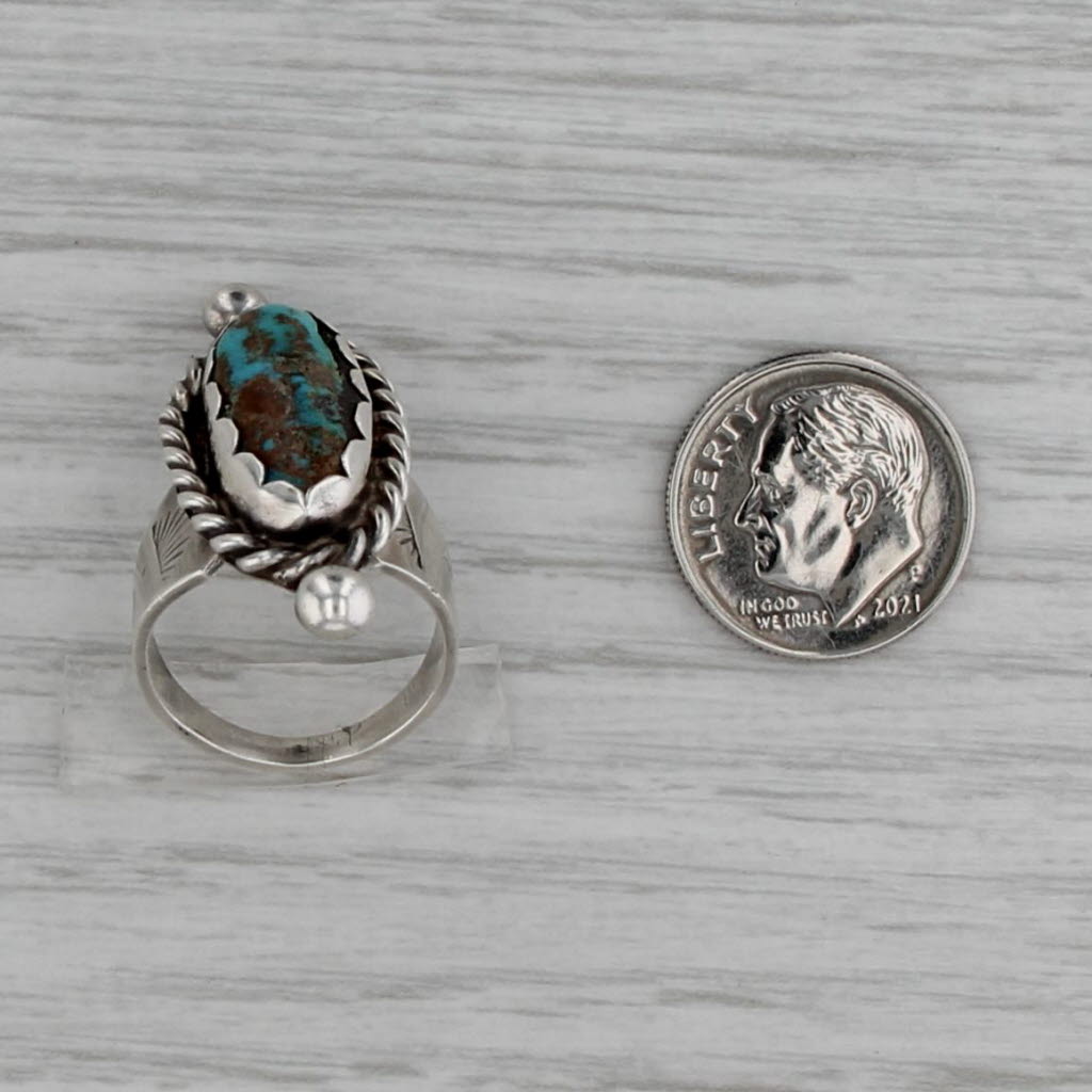 Vintage Native American Turquoise Ring Stamped Sterling Silver Size 6