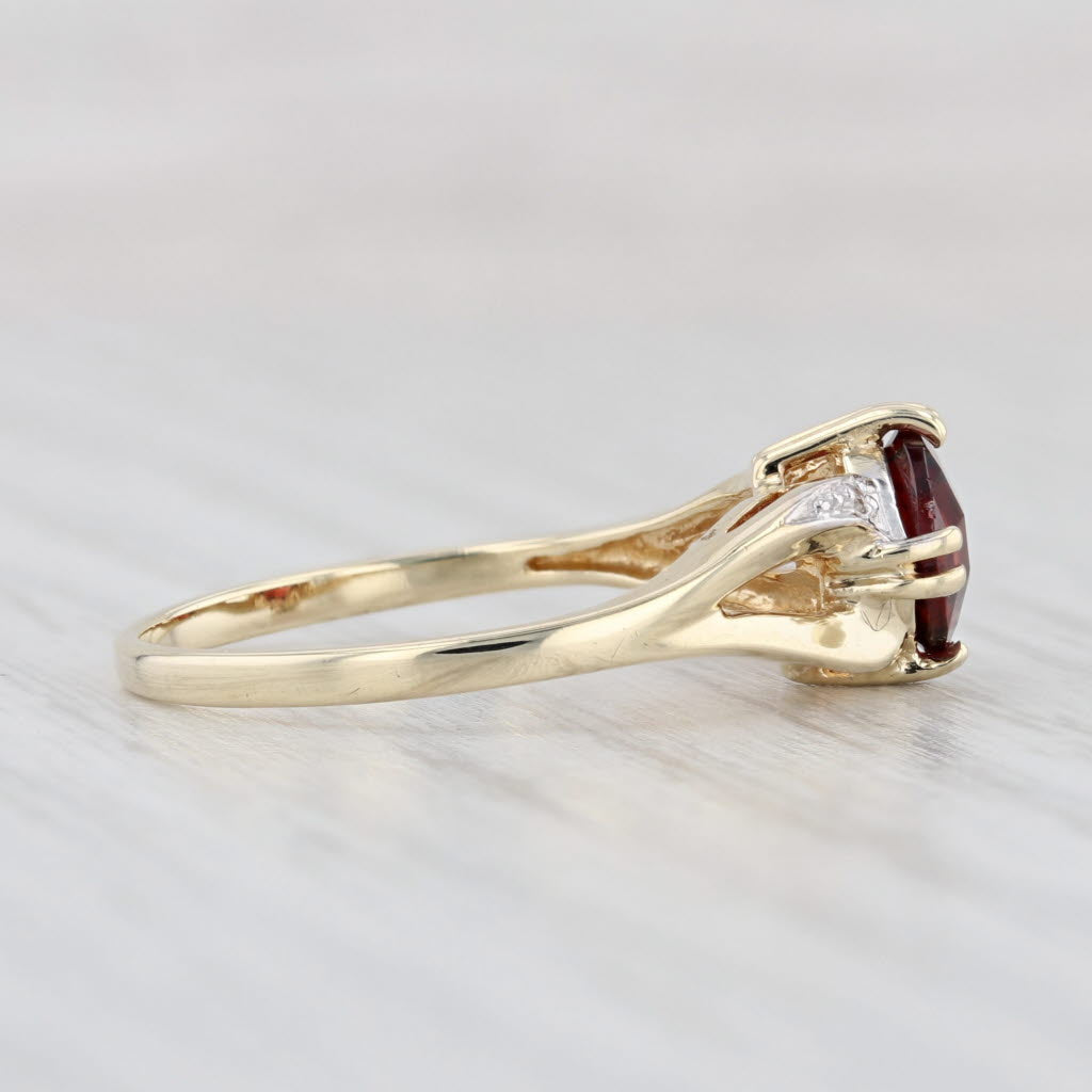 Light Gray 1ct Garnet Diamond Ring 10k Yellow Gold Size 7.25 Cushion Cut Solitaire