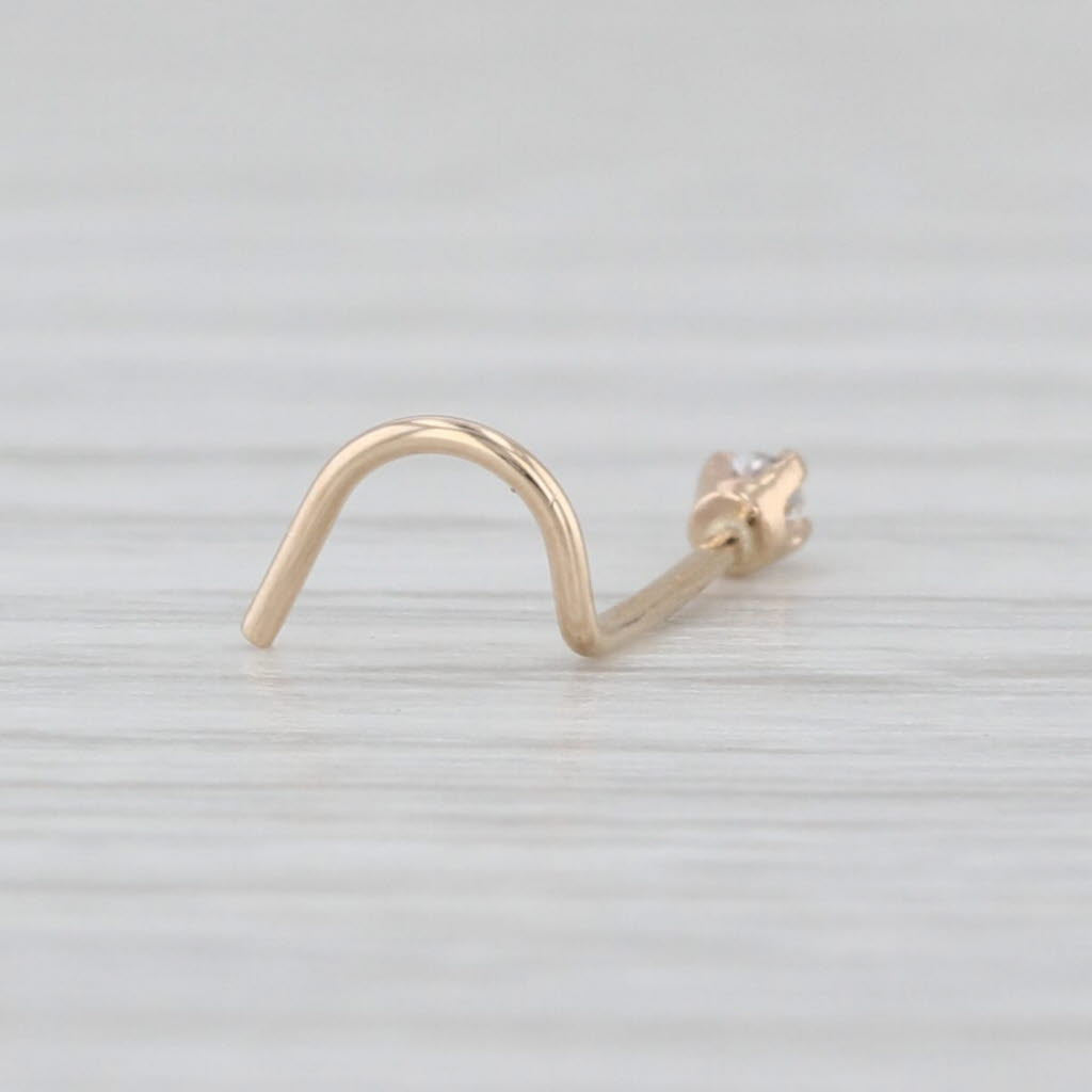 New Diamond Nose Piercing Stud 14k Yellow Gold Round Solitaire Curved Post