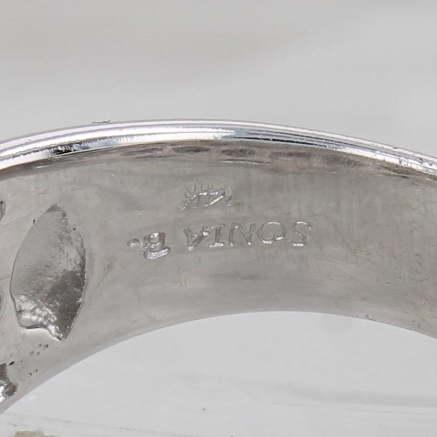 Gray 1ctw Diamond Crossover Ring 14k White Gold Size 7.25 Cocktail Band Sonia B