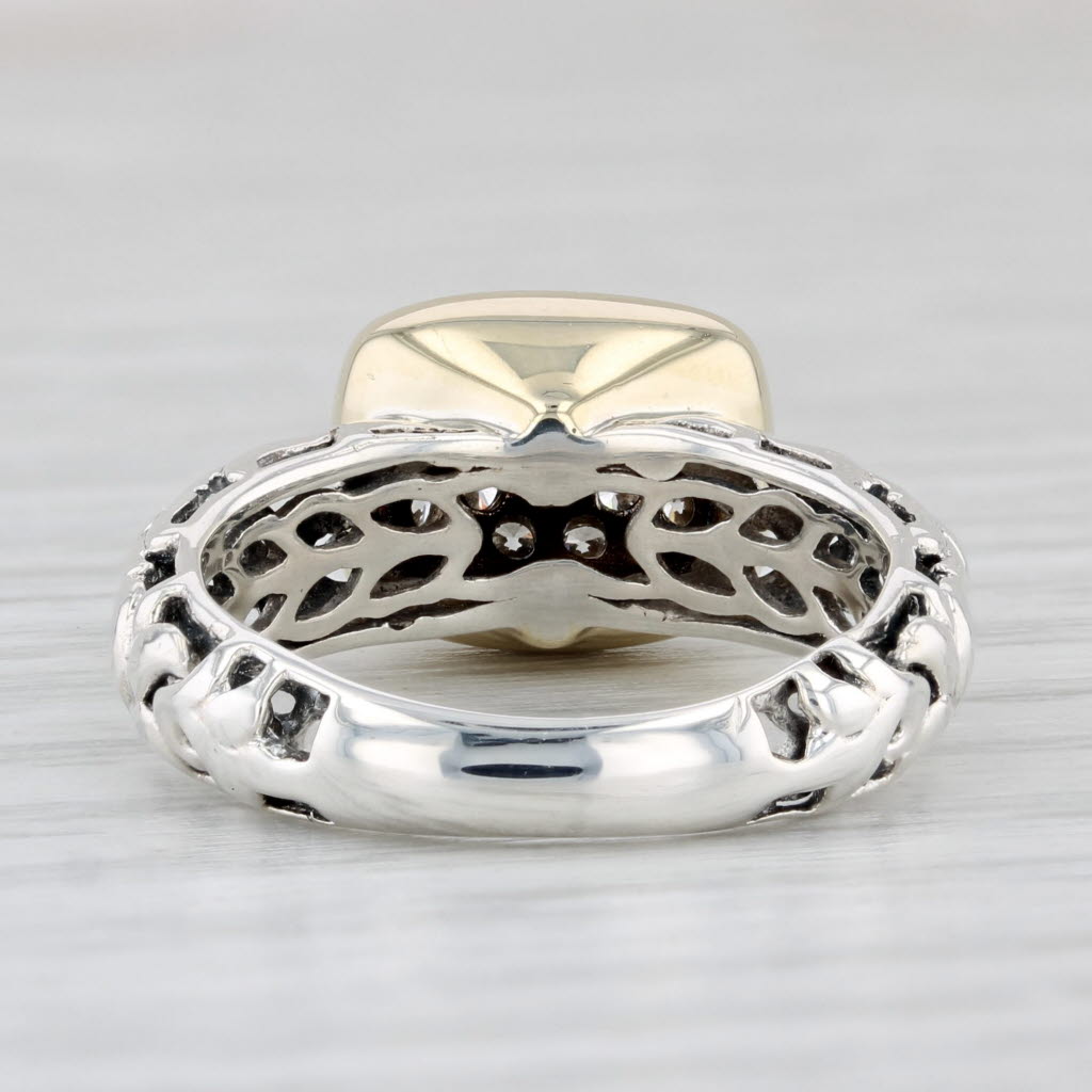 Light Gray 0.50ctw Diamond Cluster Floral Ring Sterling Silver 14k Gold Size 6 Ornate