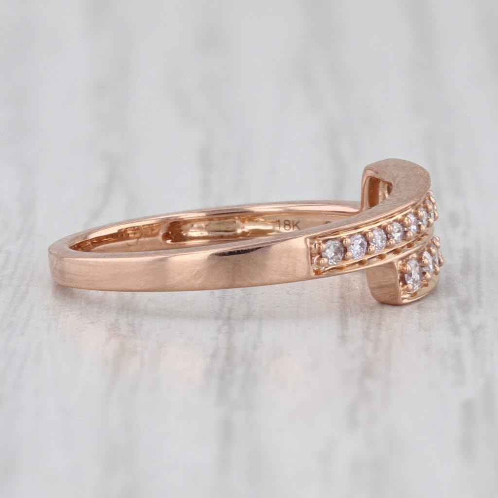 0.16ctw Diamond Bypass Ring 18k Rose Gold Size 7.25 Stackable