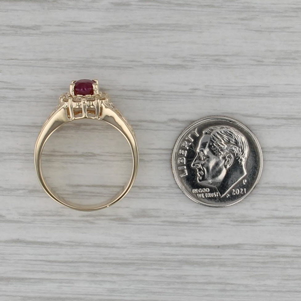 1.77ctw Ruby Diamond Halo Ring 14k Yellow Gold Size 7.25