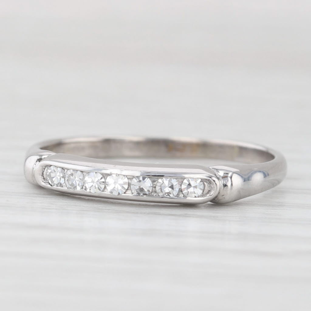 Light Gray Vintage 0.15ctw Diamond Wedding Band 14k White Gold Stackable Size 8.5 Ring