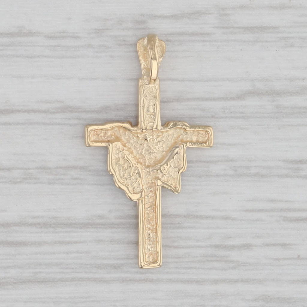 Gray Robed Cross Pendant 14k White Yellow Gold Religious Jewelry