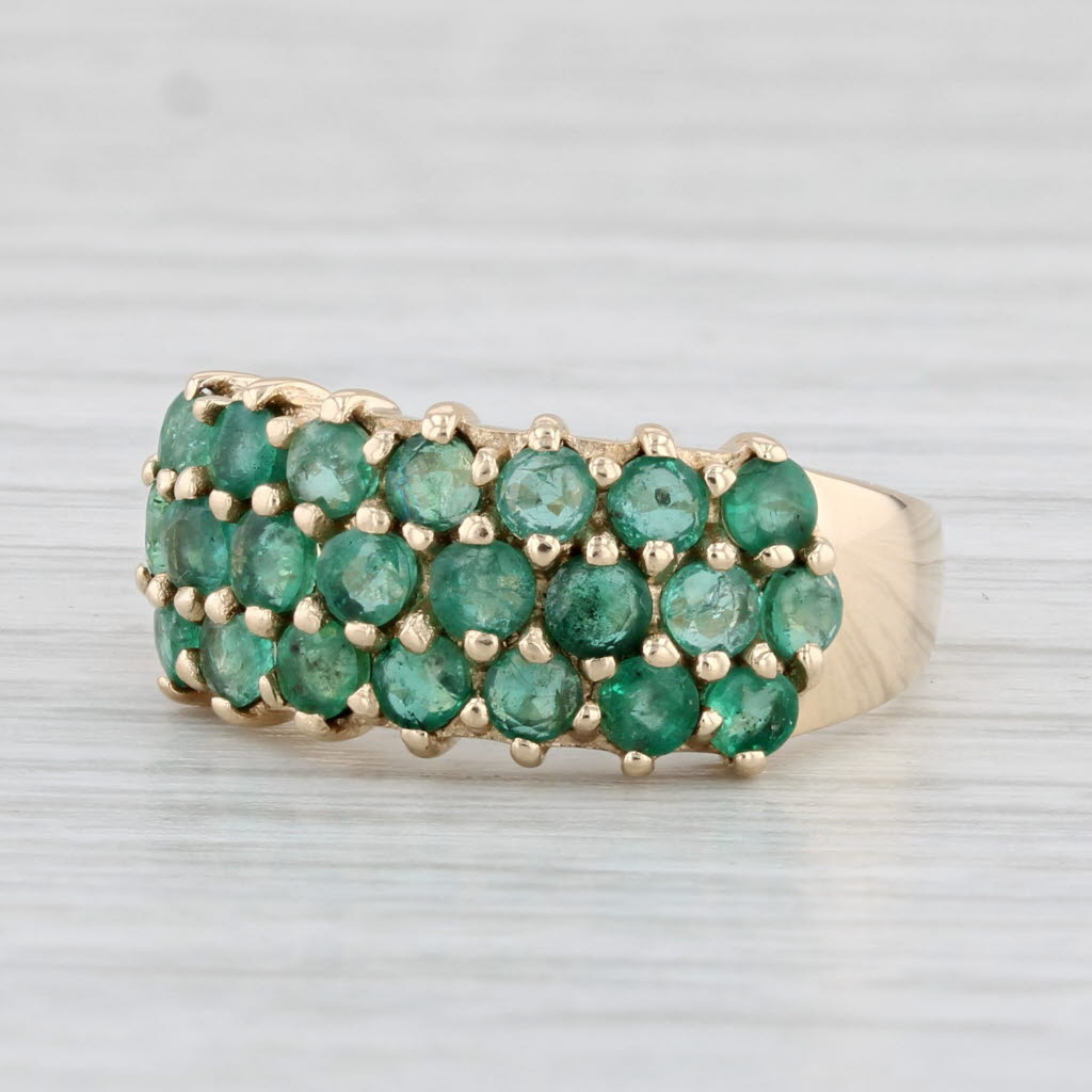 Light Gray 1.48ctw Emerald Cluster Ring 10k Yellow Gold Size 6.25