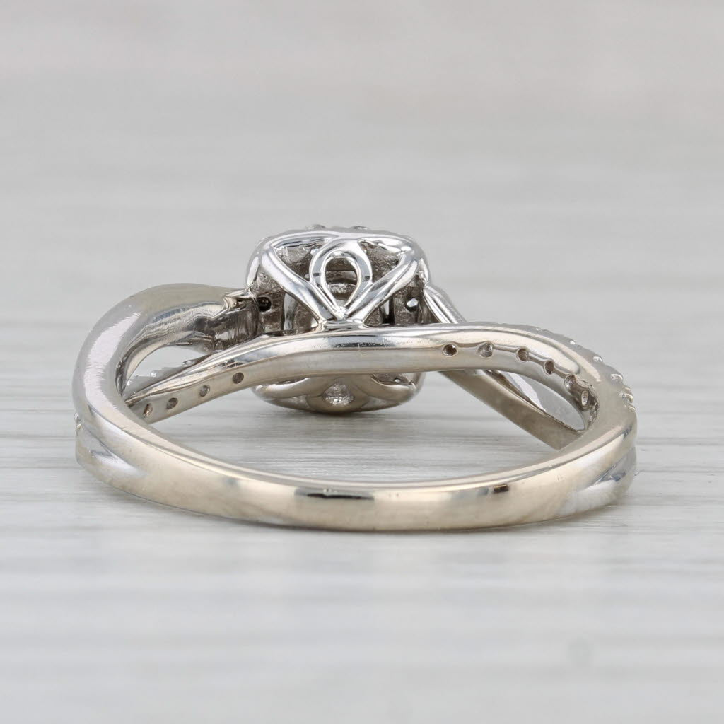 Gray 0.68ctw Round Diamond Halo Engagement Ring 14k White Gold Size 8