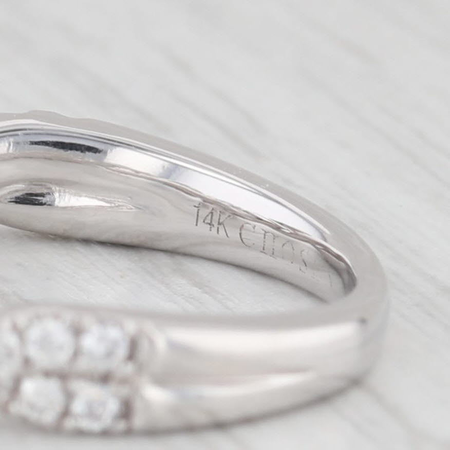 Light Gray 0.93ctw Round Diamond Twisted Rope Engagement Ring GIA Size 6 14k White Gold