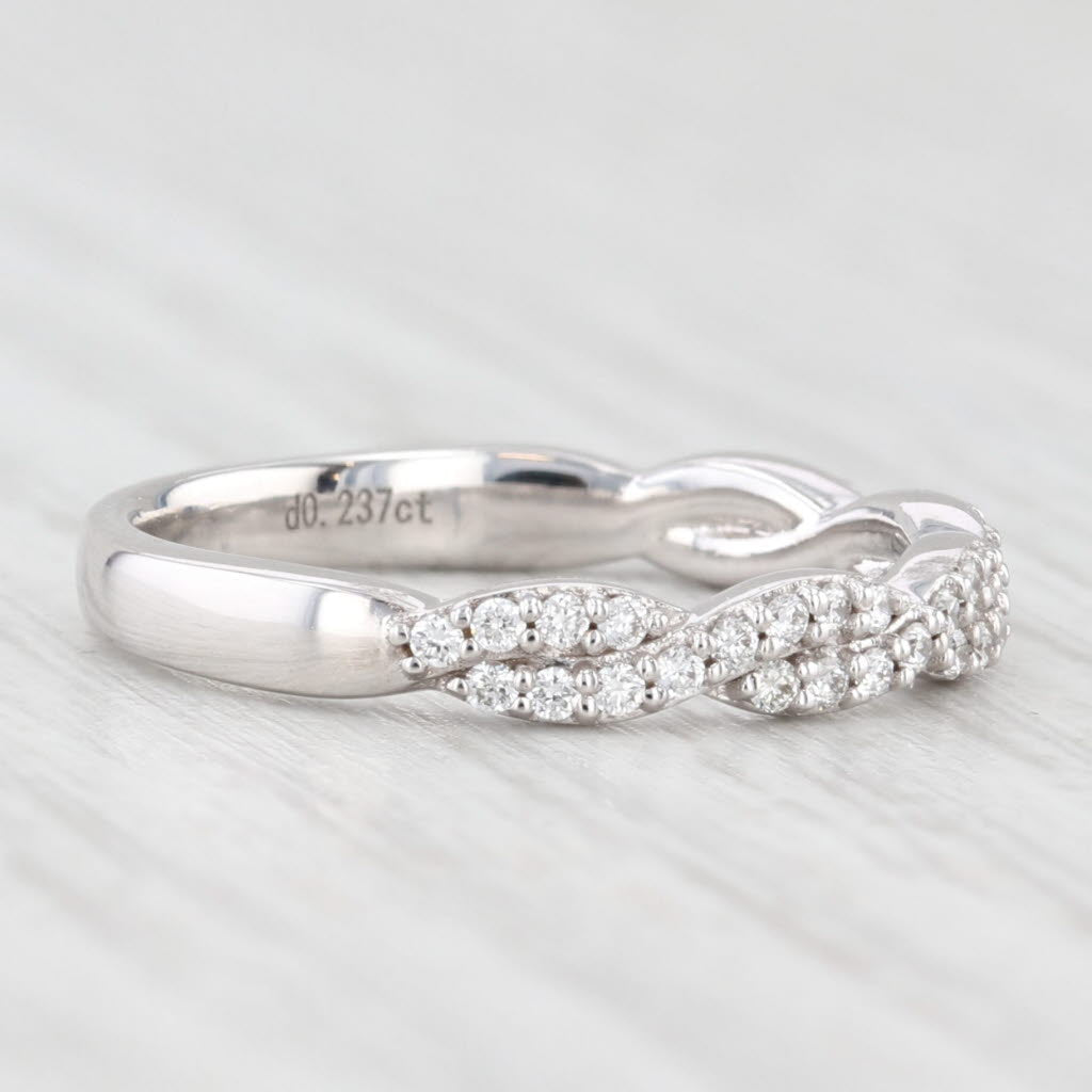 Light Gray New 0.23ctw Diamond Woven Ring 14k White Gold Wedding Band Stackable Size 5.75-6