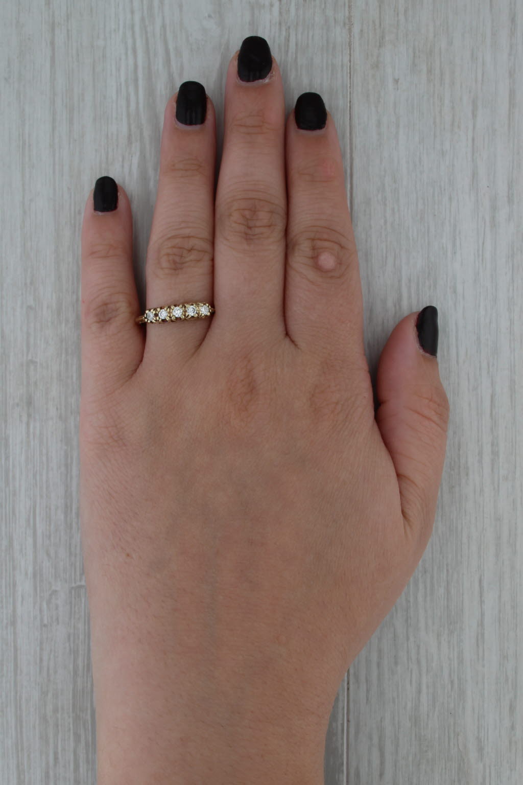 Vintage 0.24ctw Diamond 5-Stone Ring 14k Gold Stackable Anniversary Wedding