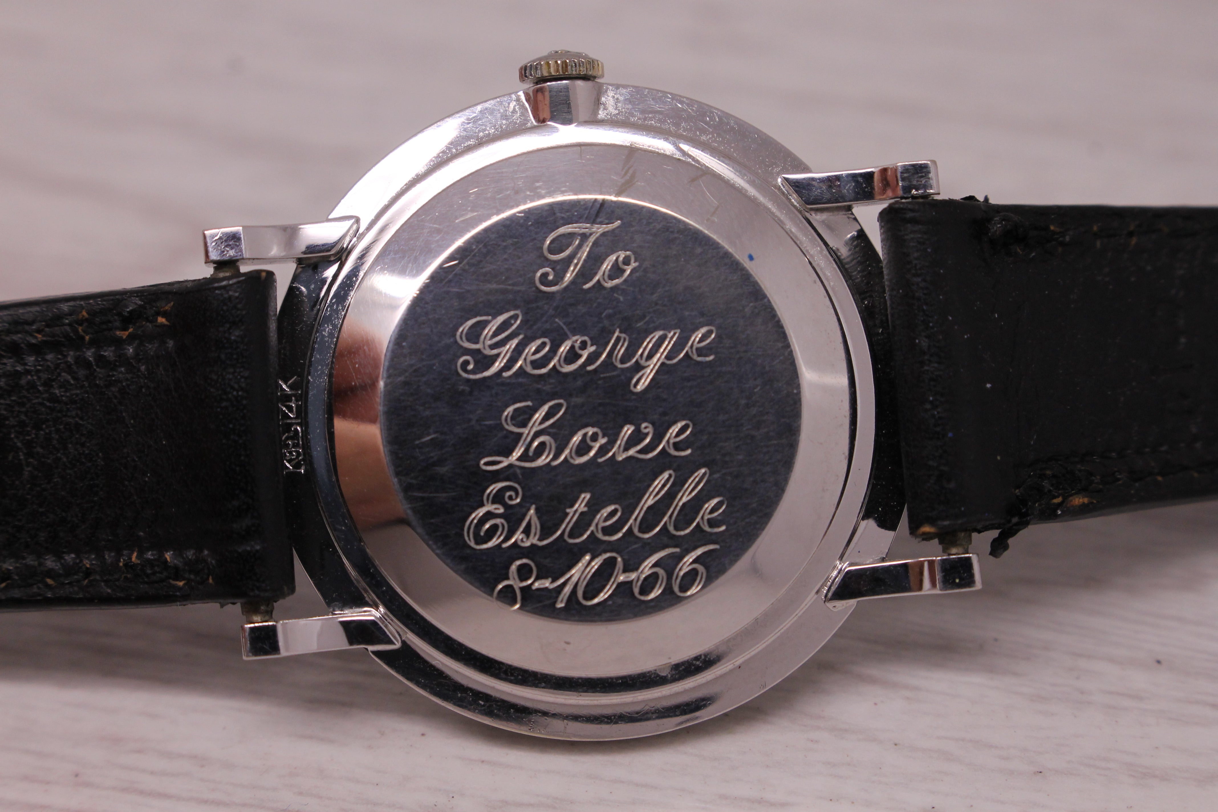 Dark Gray Vintage 1960s LeCoultre Mystery Dial 14k White Gold Diamond Dial Mens Watch