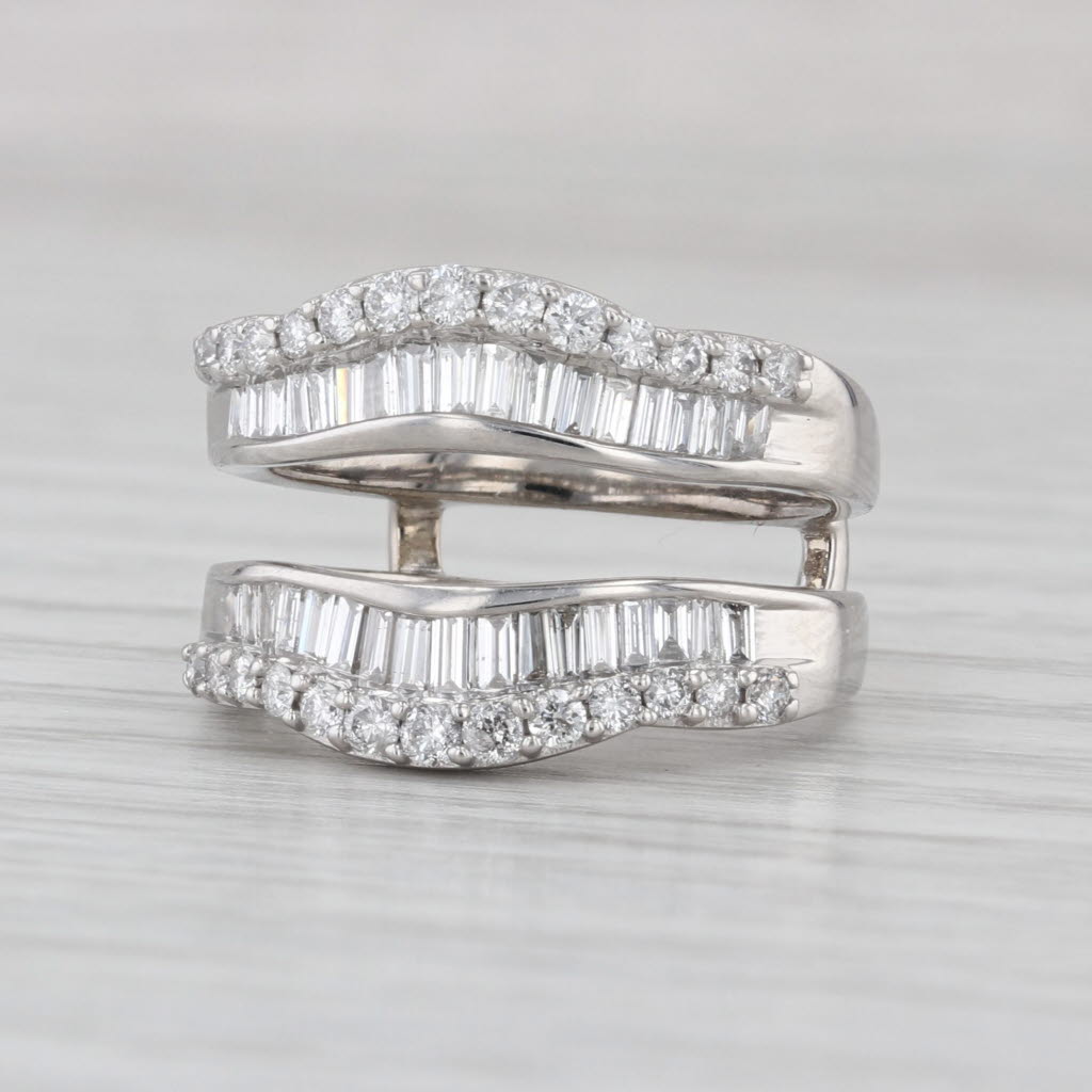 1.08ctw Diamond Ring Jacket Wedding Band Enhancer Guard 14k White Gold Size 5.5