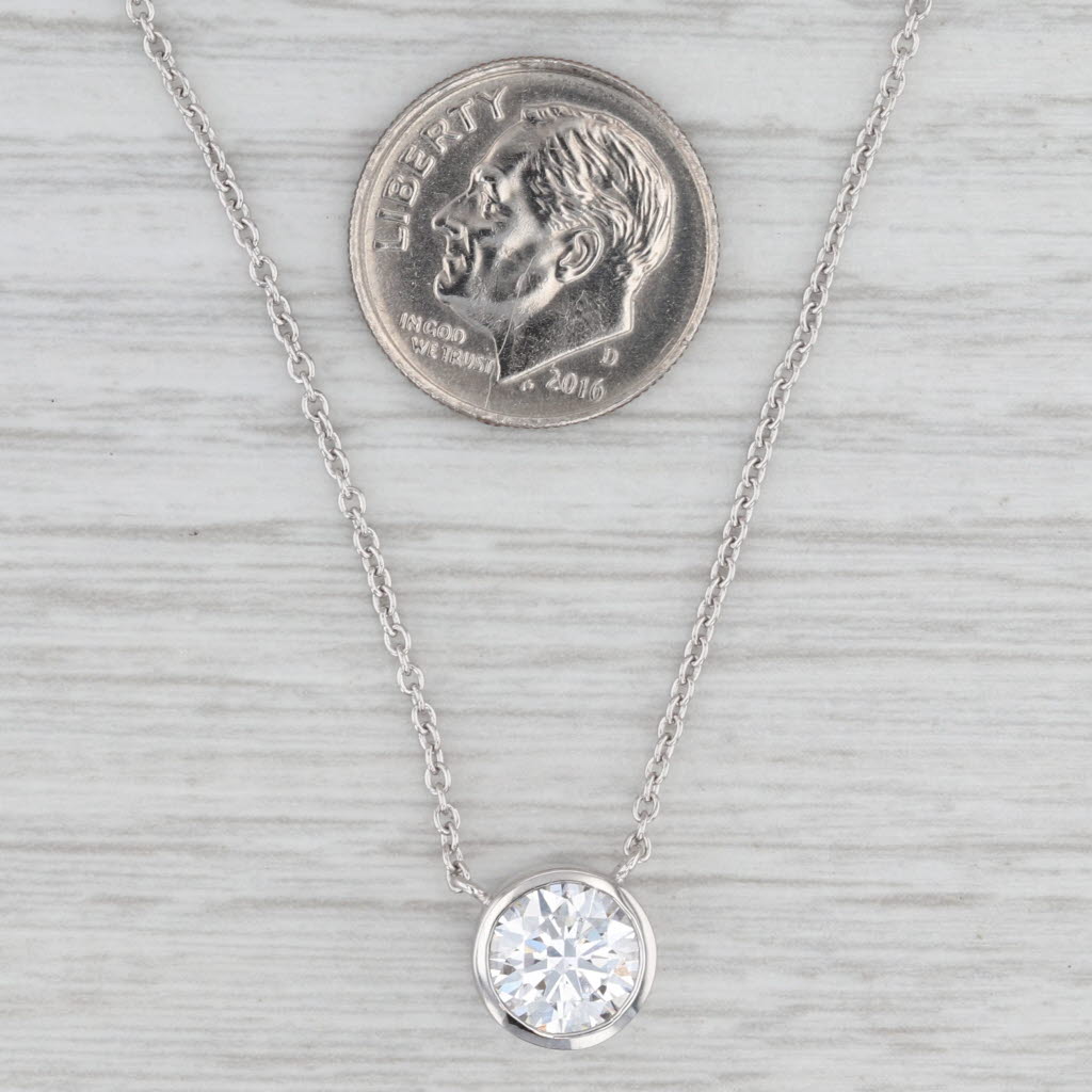 New 1.50ct Lab Grown Diamond Pendant Necklace 14k White Gold 16" 18" E VS1 IGI