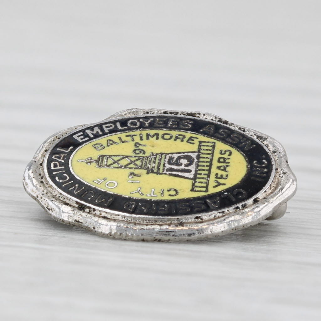 Light Gray Classified Municipal Employees Association 15 Year Service Pin Sterling Silver