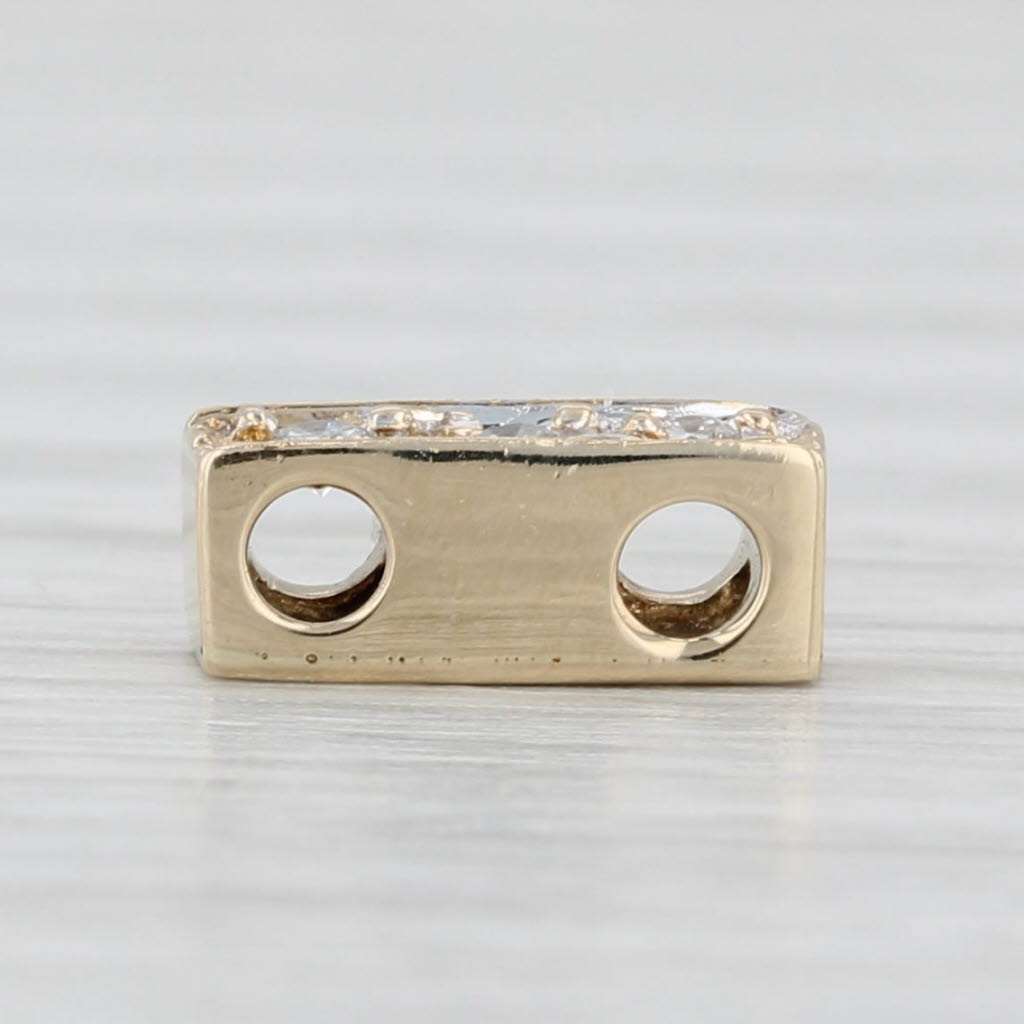 Light Gray Ardian Diamond Slide Bracelet Charm Spacer 10k Yellow Gold Vintage