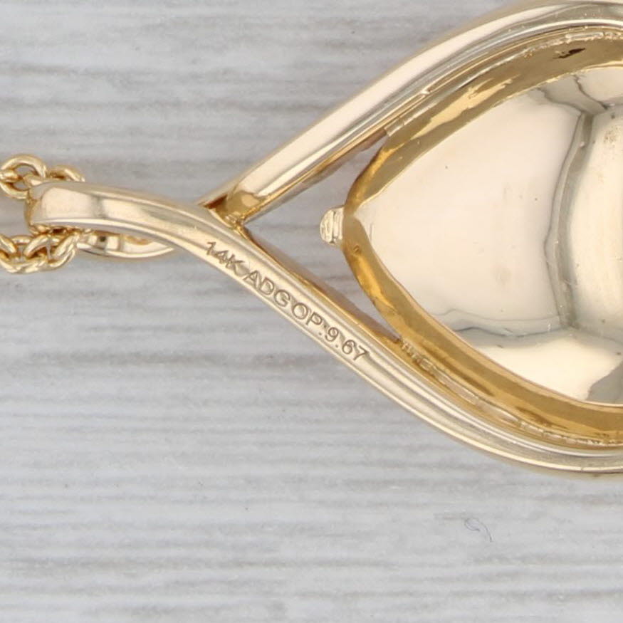 Gray Opal 0.25ctw Diamond Teardrop Pendant Necklace 14k Gold 17.75" Cable Chain