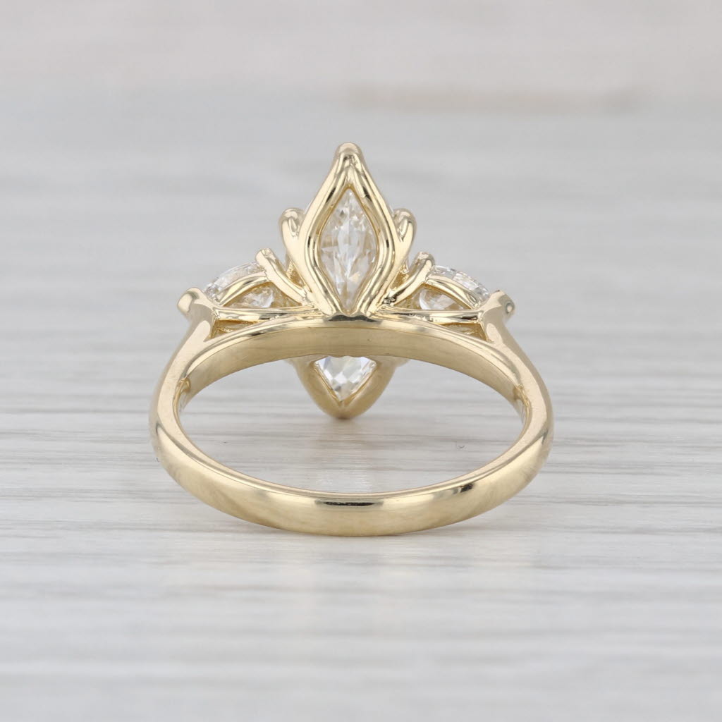 New IGI 2.46ctw Marquise Lab Created Diamond Halo Engagement Ring 14k Gold