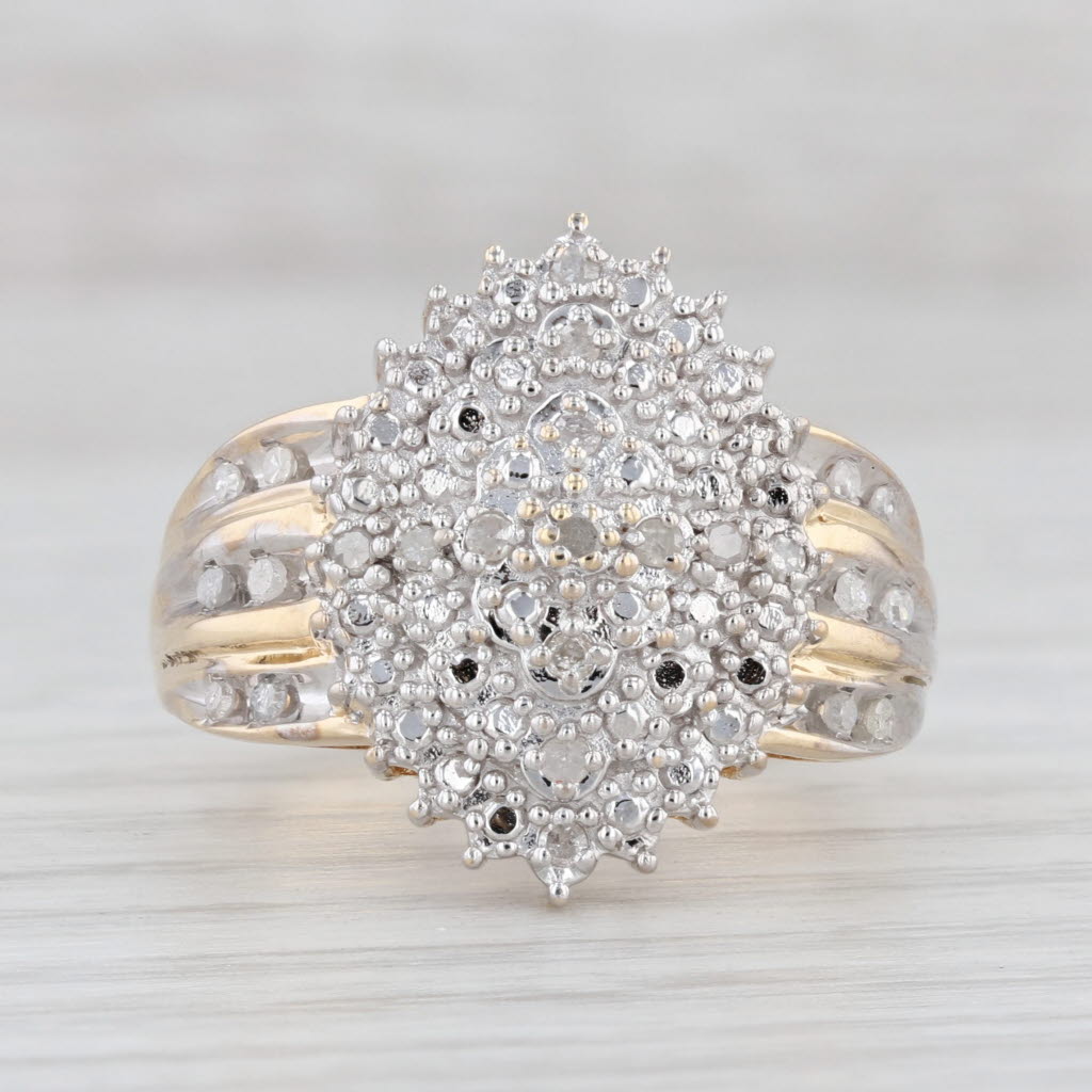 Light Gray 0.13ctw Diamond Cluster Ring 10k Yellow Gold Size 9 Cocktail
