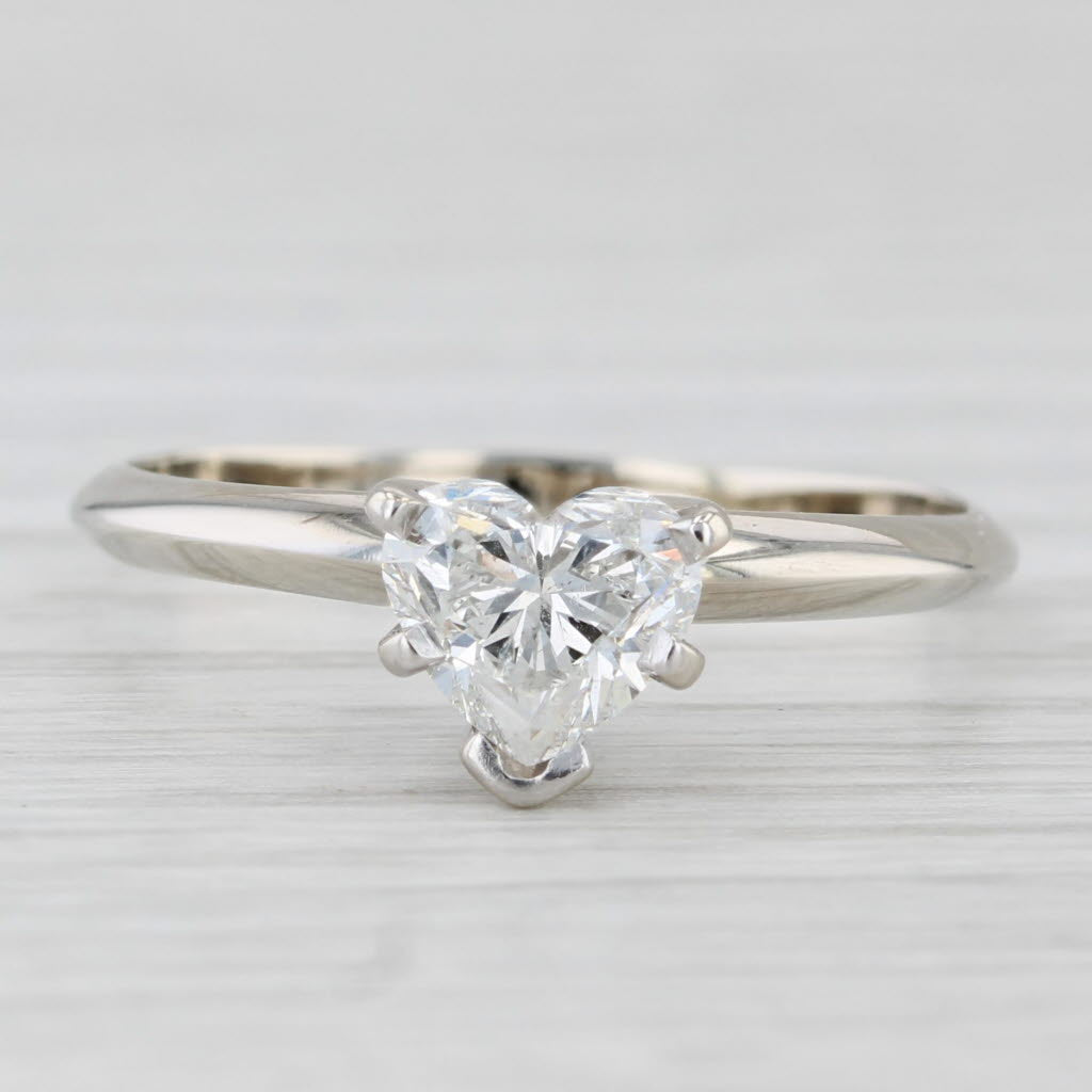 Light Gray 1.04ct Heart Solitaire Diamond Engagement Ring 14k White Gold Size 8.5 GSI