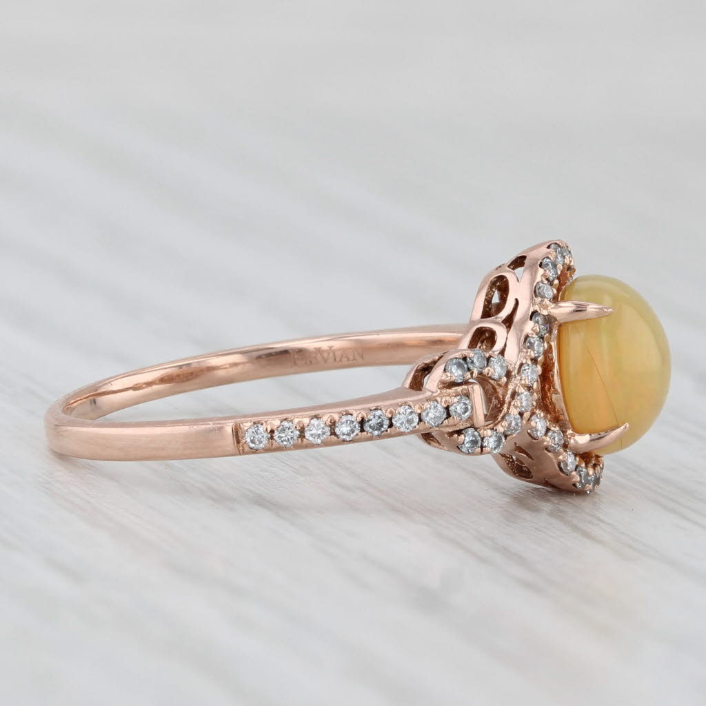 Light Gray Le Vian Yellow Opal Diamond Ring 14k Rose Gold Size 7