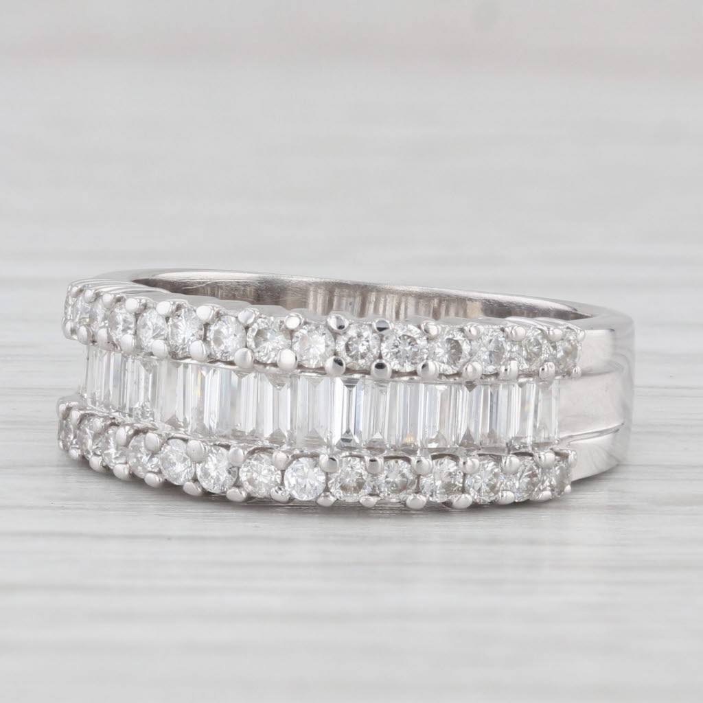 Light Gray 1.10ctw Diamond Ring 14k White Gold Size 7 Wedding Anniversary Stackable Band