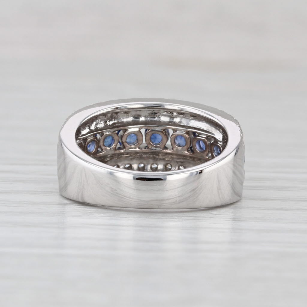 1.20ctw Blue Sapphire Diamond Ring 14k White Gold Size 6 Band