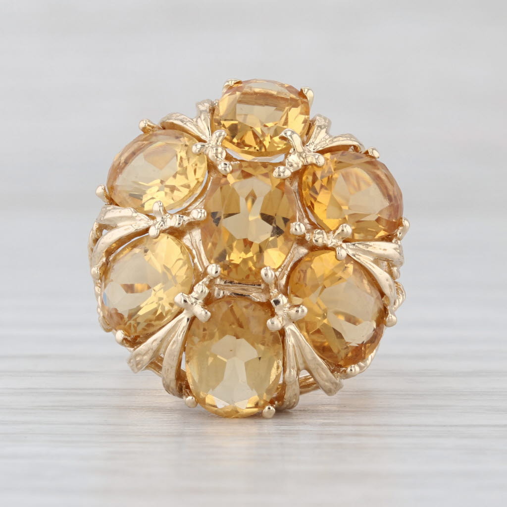 8ctw Citrine Cluster Cocktail Ring 14k Yellow Gold Size 5.75