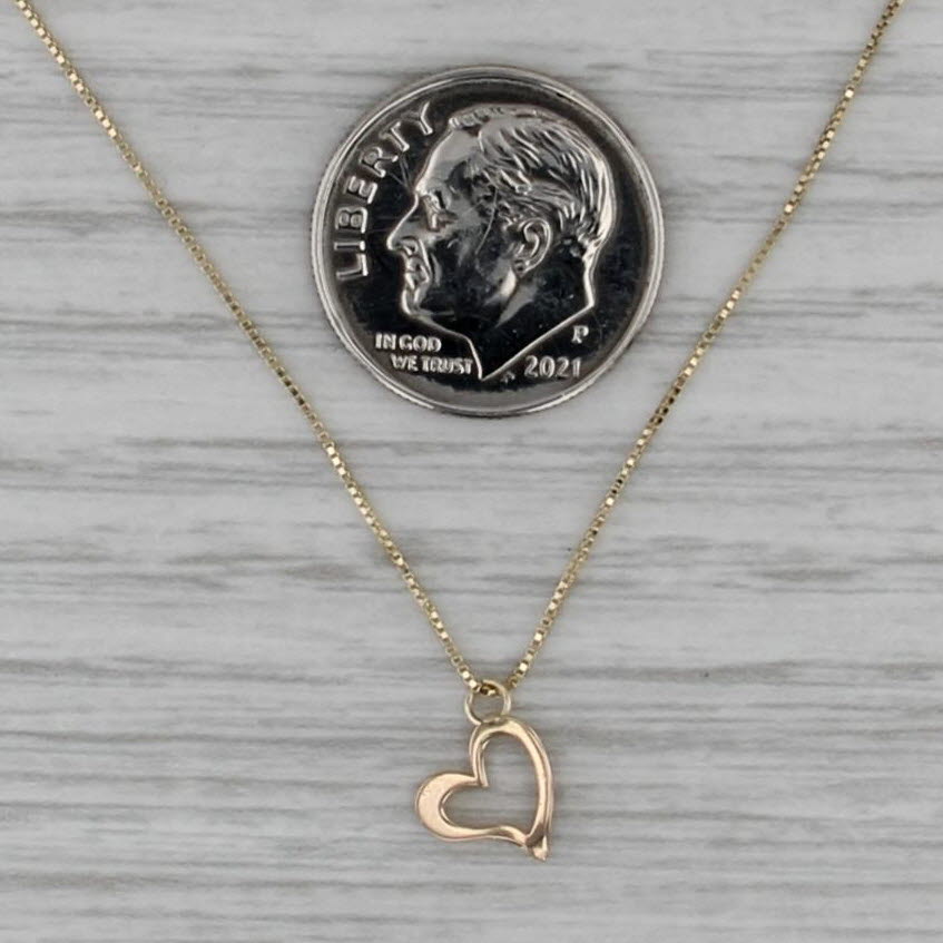Small Heart Pendant Necklace 14k Yellow Gold 18" Box Chain