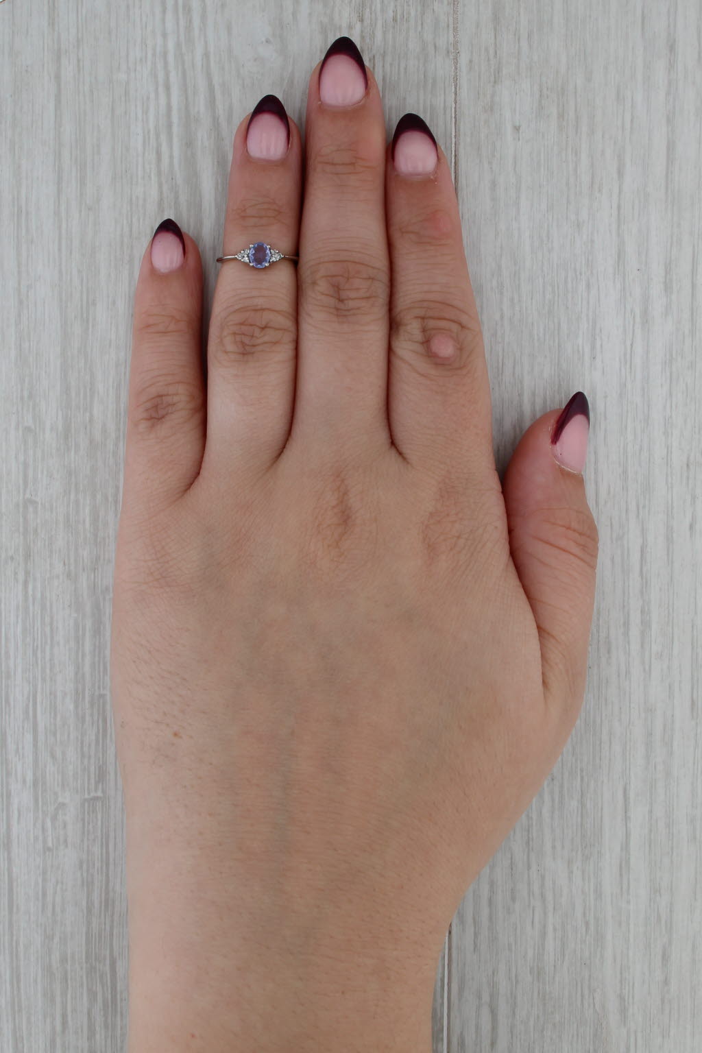 Petite 0.26ctw Tanzanite Diamond Ring Platinum Size 2.5