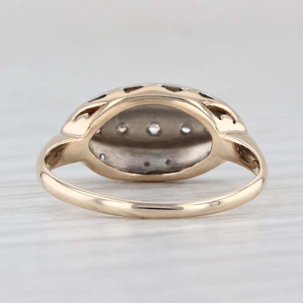 Vintage Diamond Princess Ring 14k White Yellow Gold Size 6.5