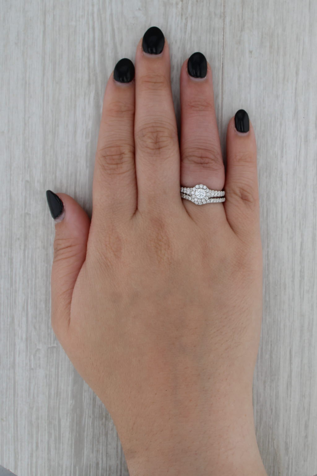 Tolkowsky Engagement Ring Wedding Band Bridal Set 14k White Gold Size 6.5 Box