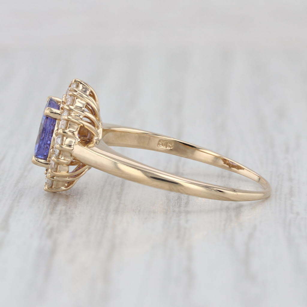 2.46ctw Tanzanite Diamond Halo Ring 14k Yellow Gold Size 9 Engagement