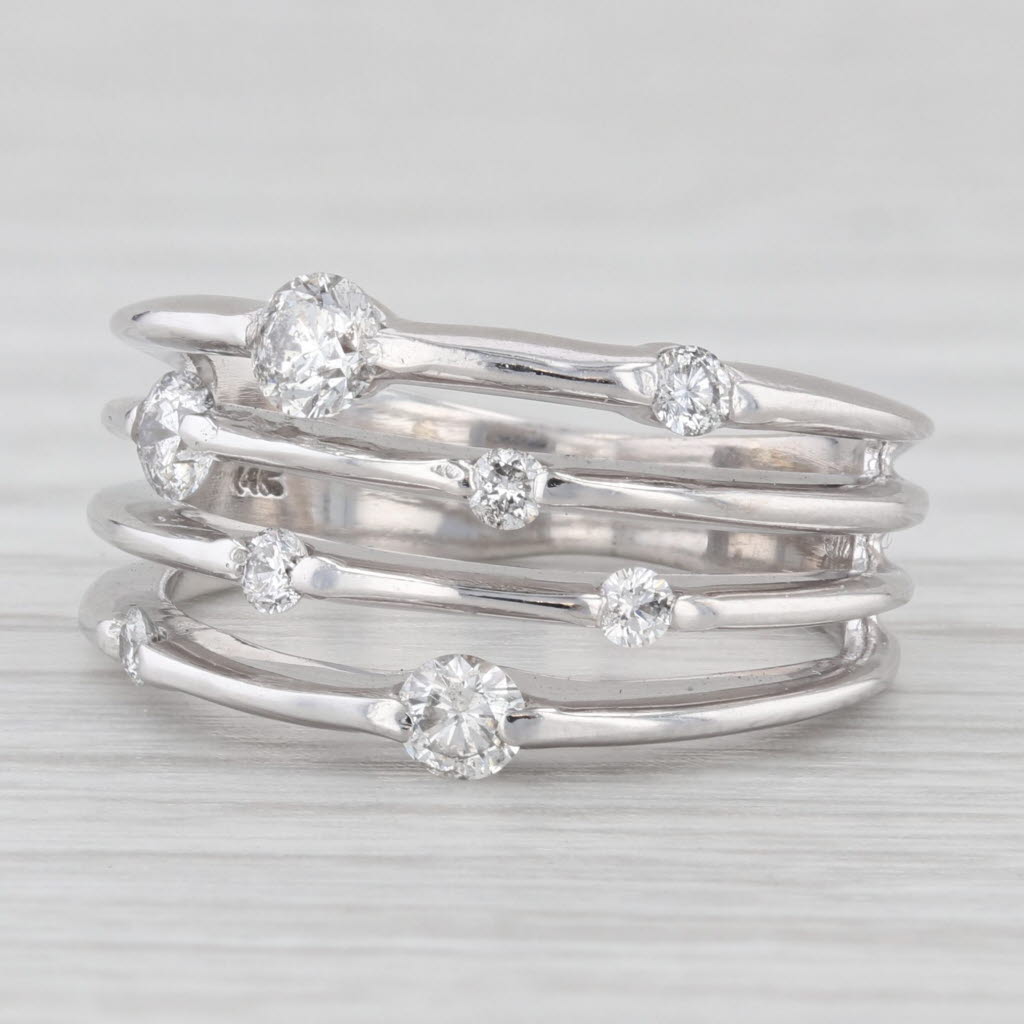Light Gray 0.55ctw Diamond Orbit Ring 14k White Gold Size 5.25 Cocktail