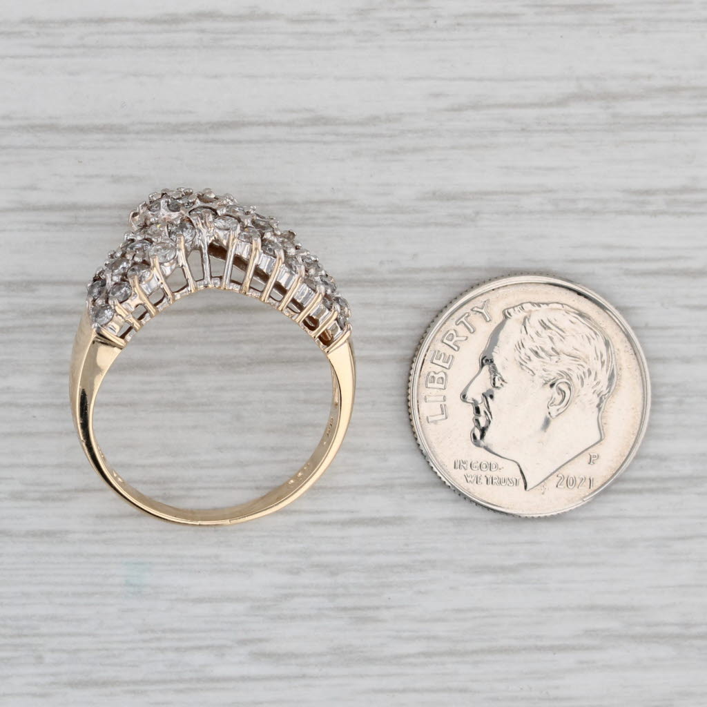 Gray 1ctw Pave Diamond Contoured V Ring 14k Yellow Gold Size 7.5
