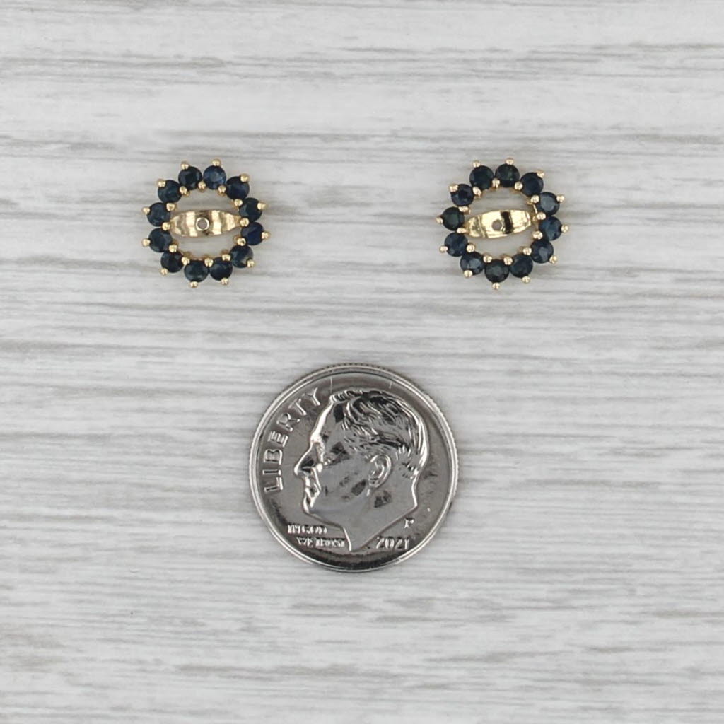 1.20ctw Blue Sapphire Earring Jackets Enhancers 14k Gold for Stud Earrings