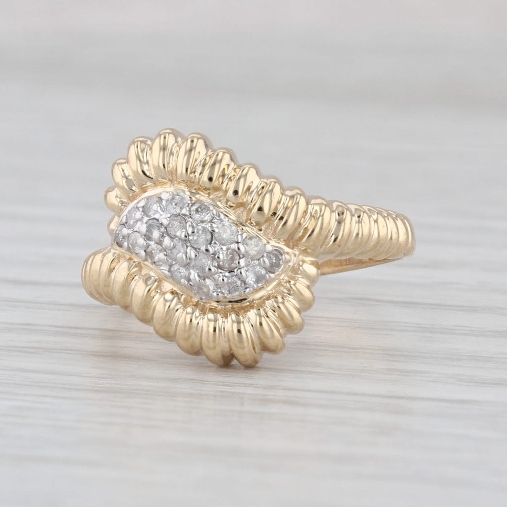 0.23ctw Diamond Cluster Bypass Ring 14k Yellwo White Gold Size 8